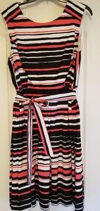 Striped black/white/pink dress, size 16